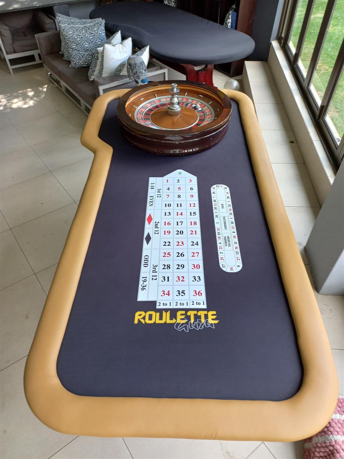 Roulette table and huxley wheel and chips