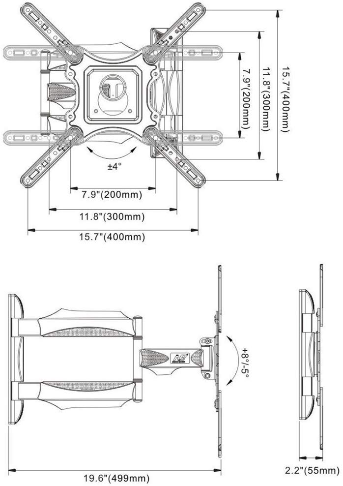 TV Wall Mount Bracket. Full Motion Cantilever (Tilt, Swivel) Bracket for 32inch ~ 55inch TVs. NEW