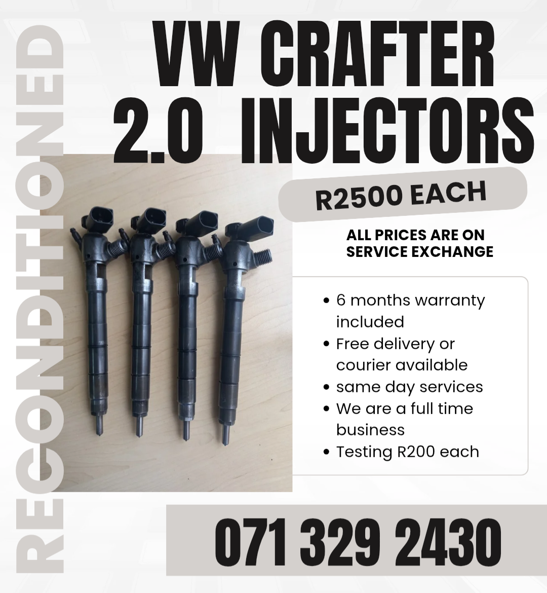 VW CRAFTER 2.0 DIESEL INJECTORS FOR SALE WITH WARRANTY - Private Seller VW CRAFTER 2.0 DIESEL INJECTORS FOR SALE WITH WARRANTY - Private Seller