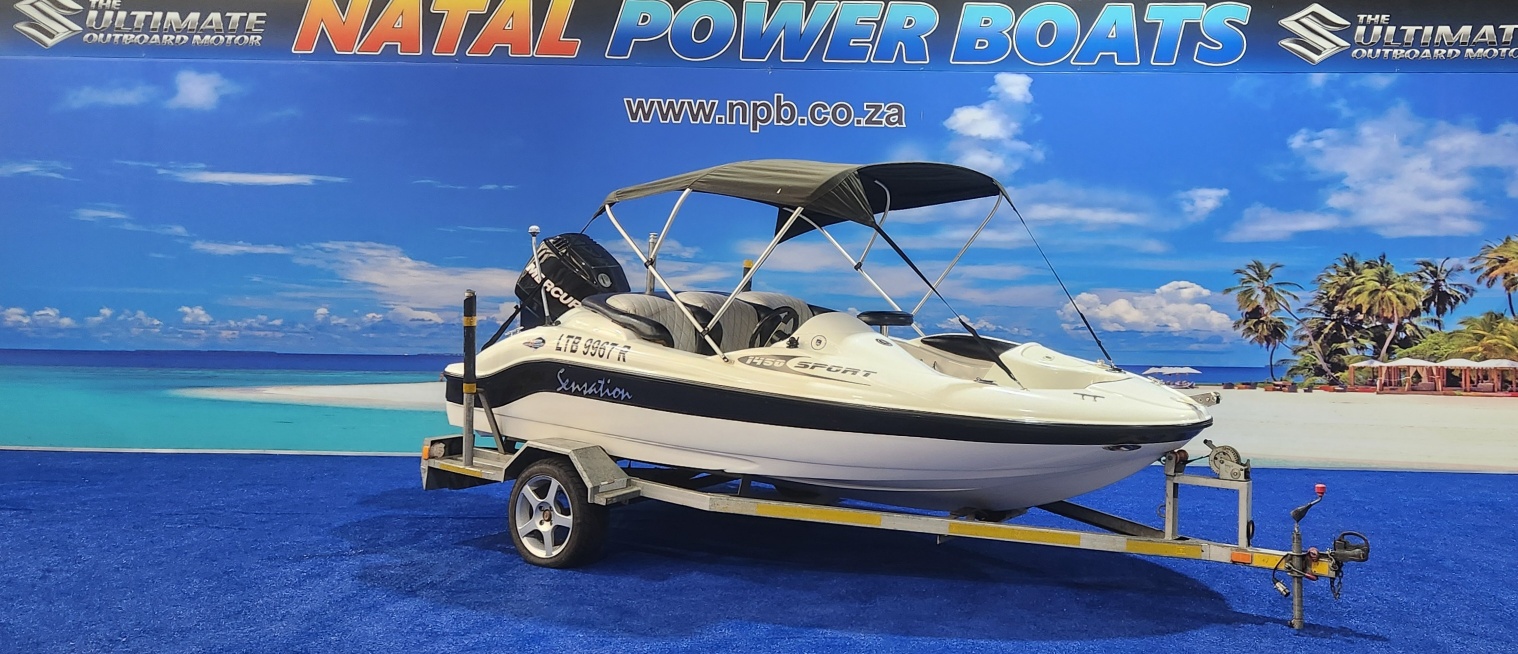 SENSATION 1450 SPORT ON TRAILER 90 HP MERCURY TRIM