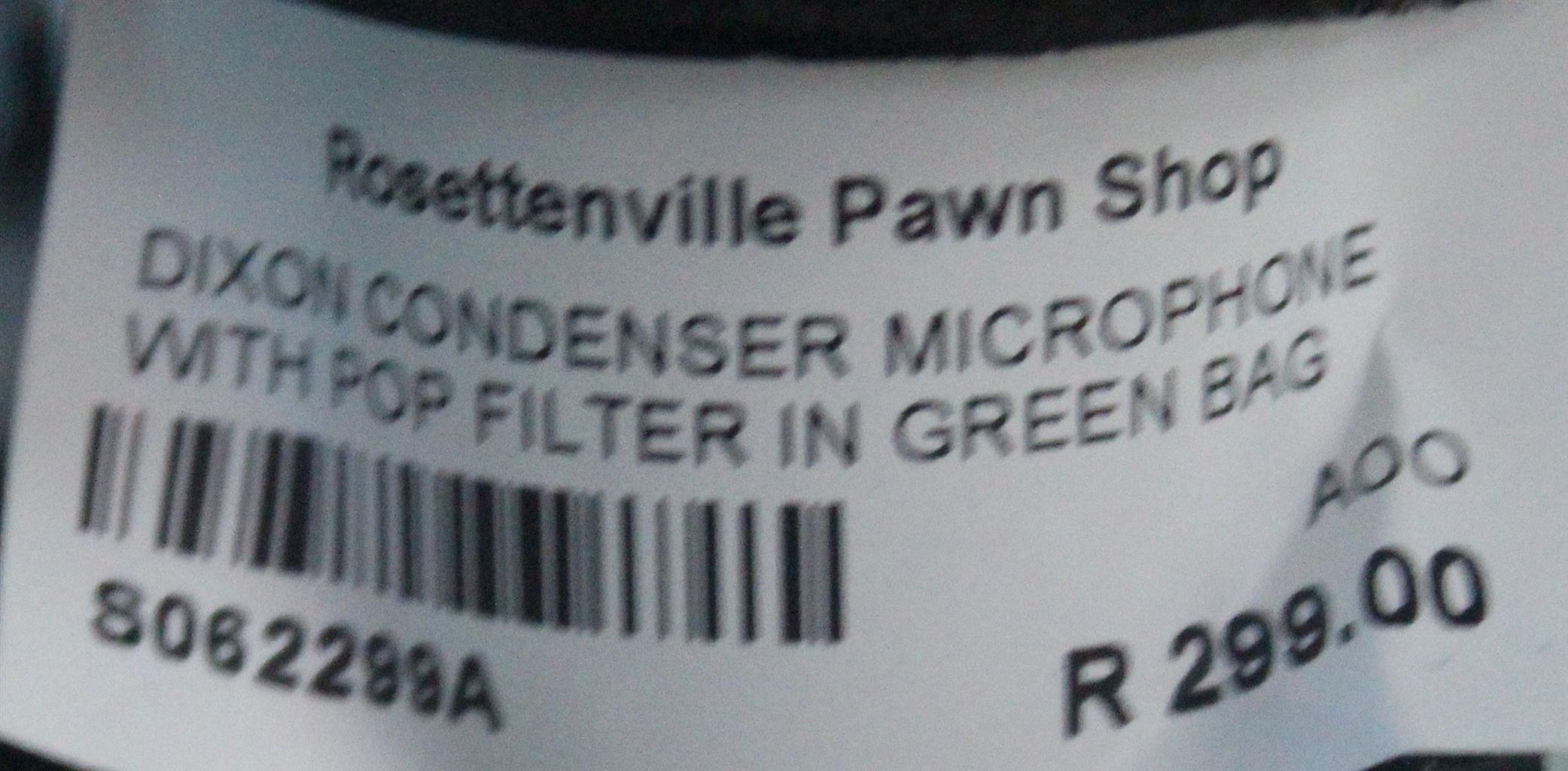 DIXON CONDESER MICROPHONE WITH POP FILTER IN GREEN BAG S062299A