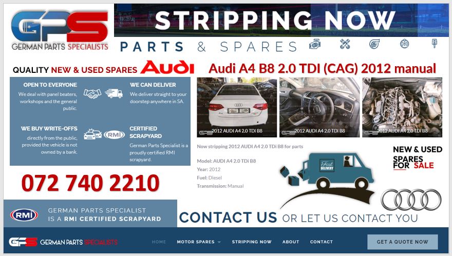 Audi A4 B8 2.0 TDI (CAG) 2012 manual stripping for used spare parts - Private Seller Audi A4 B8 2.0 TDI (CAG) 2012 manual stripping for used spare parts - Private Seller
