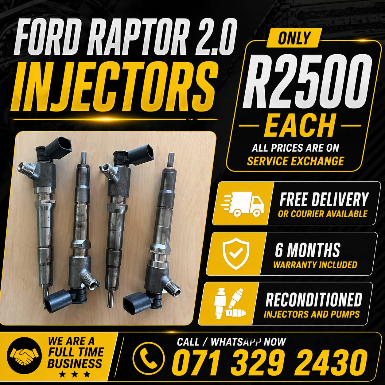 FORD RAPTOR 2.0 INJECTORS FOR SALE WITH WARRANTY - Private Seller FORD RAPTOR 2.0 INJECTORS FOR SALE WITH WARRANTY - Private Seller