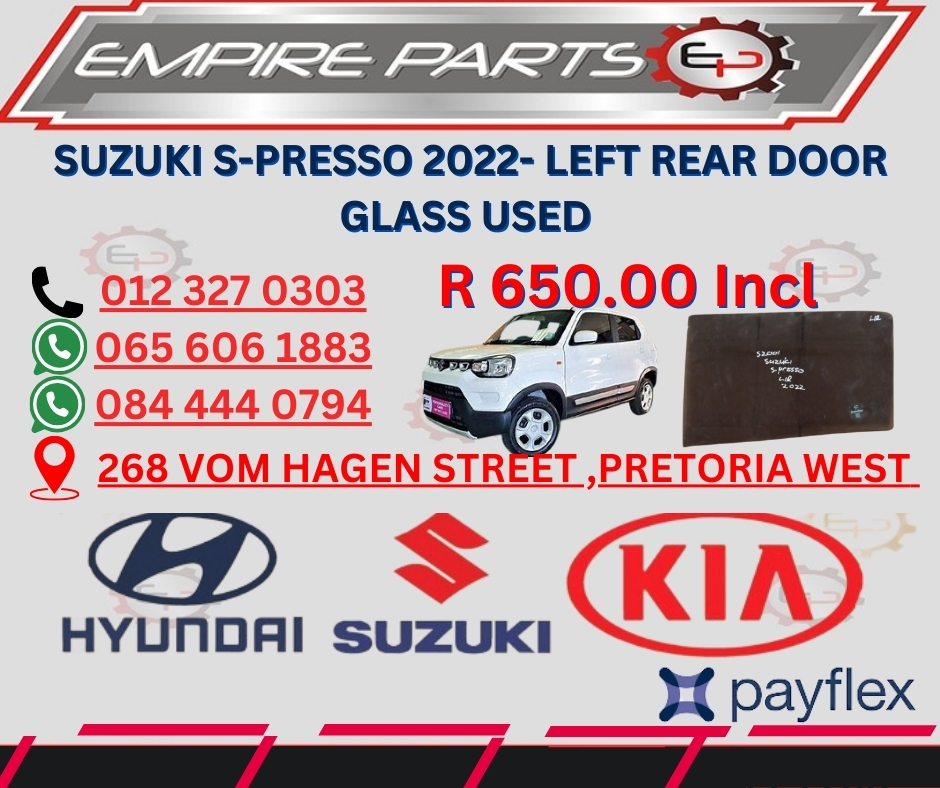 SUZUKI S-PRESSO 2022- LEFT REAR DOOR GLASS USED - Private Seller SUZUKI S-PRESSO 2022- LEFT REAR DOOR GLASS USED - Private Seller