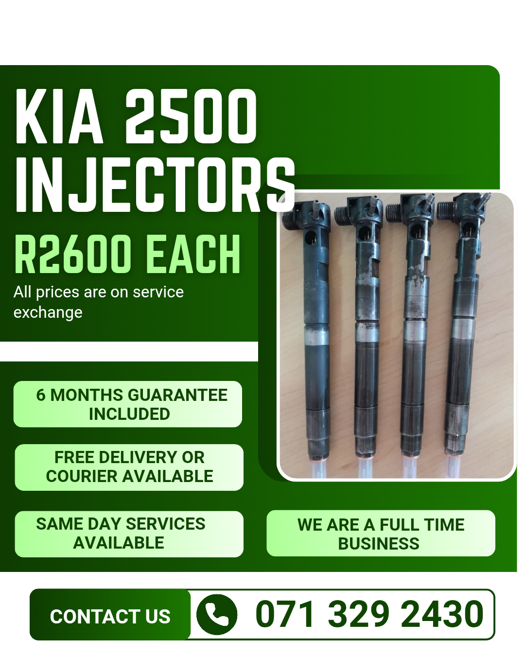 KIA 2500 INJECTORS FOR SALE WITH WARRANTY - Private Seller KIA 2500 INJECTORS FOR SALE WITH WARRANTY - Private Seller