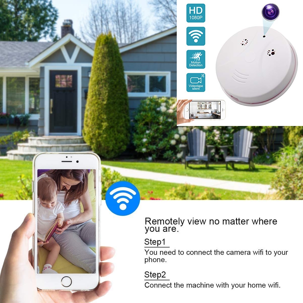 New Wireless Spy Smoke Detector HD Camera with WiFi and Motion Detection. NEW