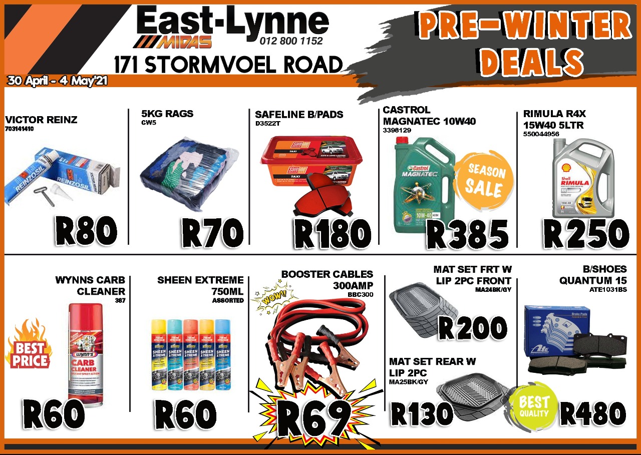 Stock up on your Pre-Winter Automotive Deals at East-Lynne MIDAS!