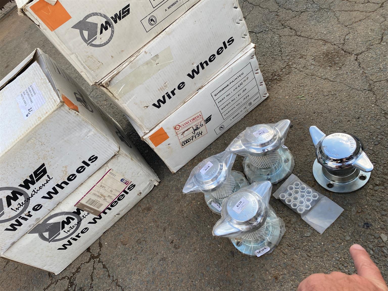 Wire wheels set of 5 BRAND NEW with 52mm hubs