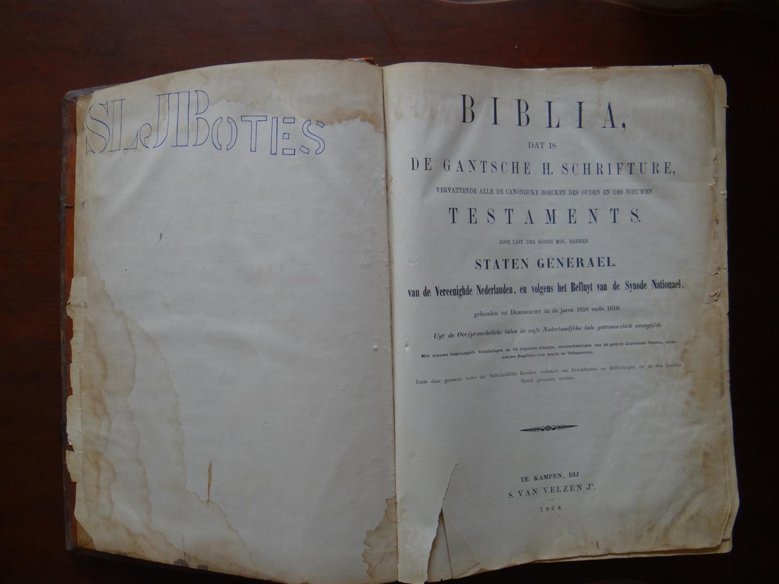 Antique Dutch/Afrikaans Bible printed 1868