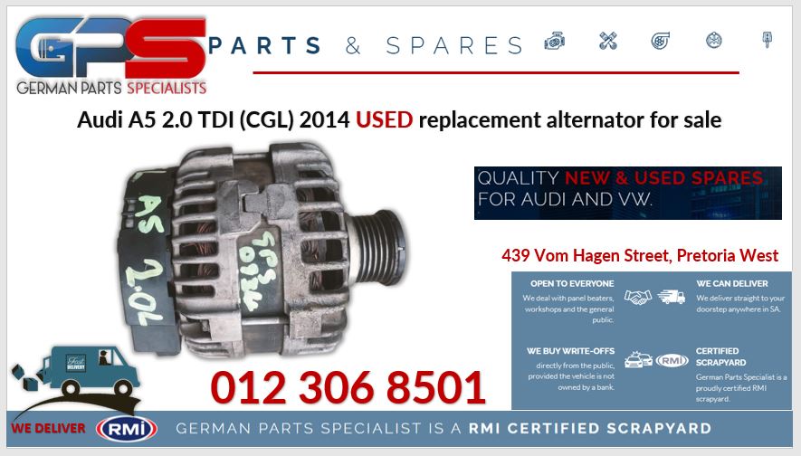 Audi A5 2.0 TDI (CGL) 2014 used replacement alternators for sale - Private Seller Audi A5 2.0 TDI (CGL) 2014 used replacement alternators for sale - Private Seller