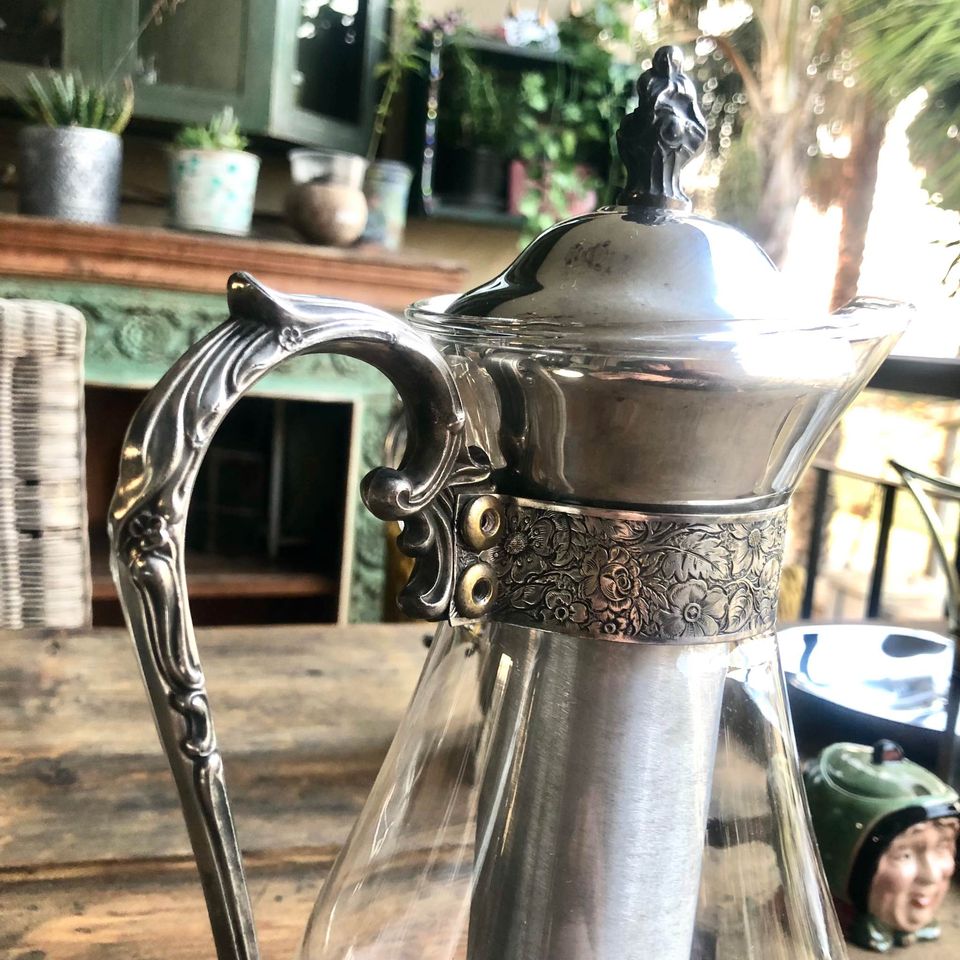 Vintage Silverplate Carafe Pitcher with Ice Insert
