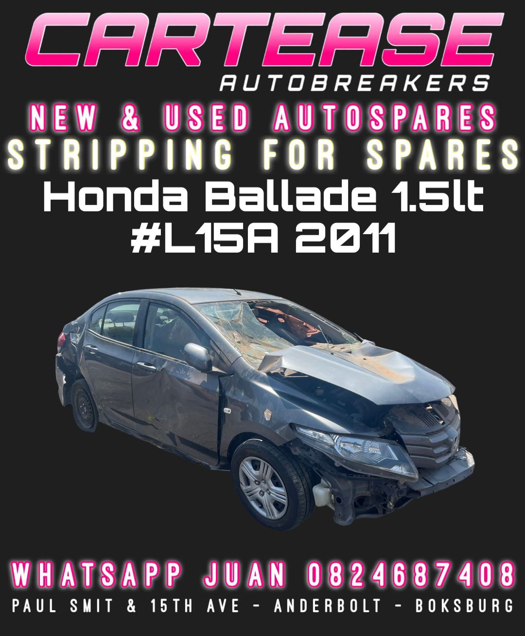 2011 HONDA BALLADE 1.5LT #L15A STRIPPING FOR SPARES - Private Seller 2011 HONDA BALLADE 1.5LT #L15A STRIPPING FOR SPARES - Private Seller