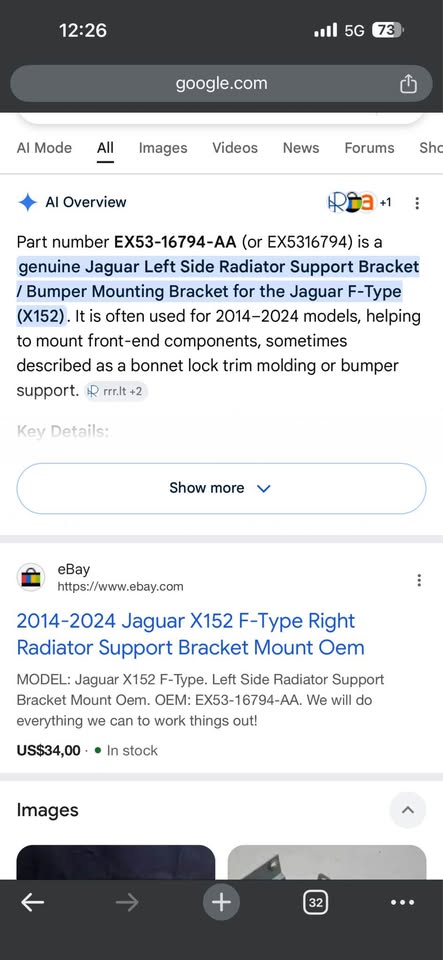 Jaguar X152 F-Type Radiator Support Bracket Mount - Private Seller Jaguar X152 F-Type Radiator Support Bracket Mount - Private Seller