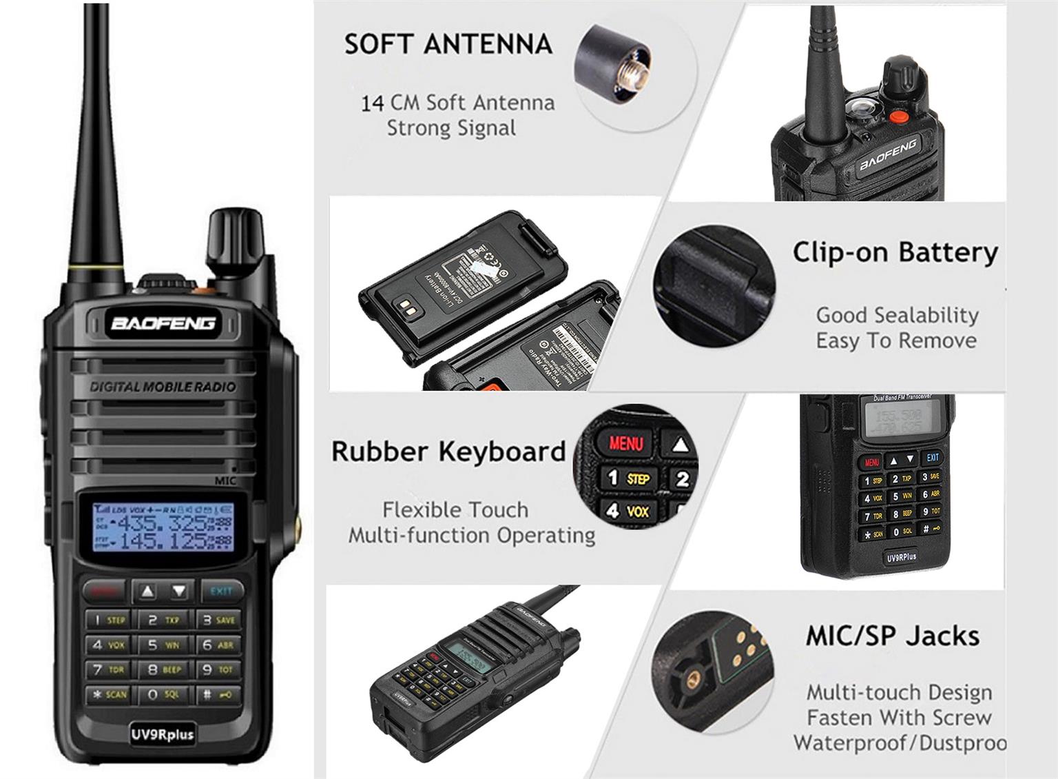 BAOFENG UV-9R Plus Walkie Talkie VHF UHF Dual Band 15W Handheld Two Way Radio / Transceiver. All NEW