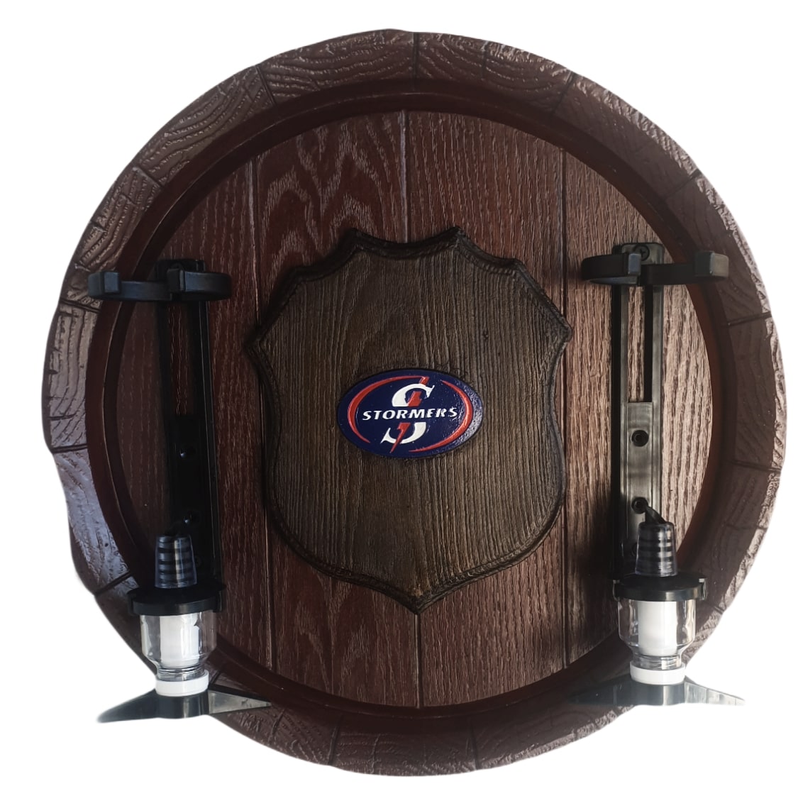 Stormers Rugby Liquor Dispensers Large Barrel End with 2 Optics. Brand New Items Stormers Rugby Liquor Dispensers Large Barrel End with 2 Optics. Brand New Items