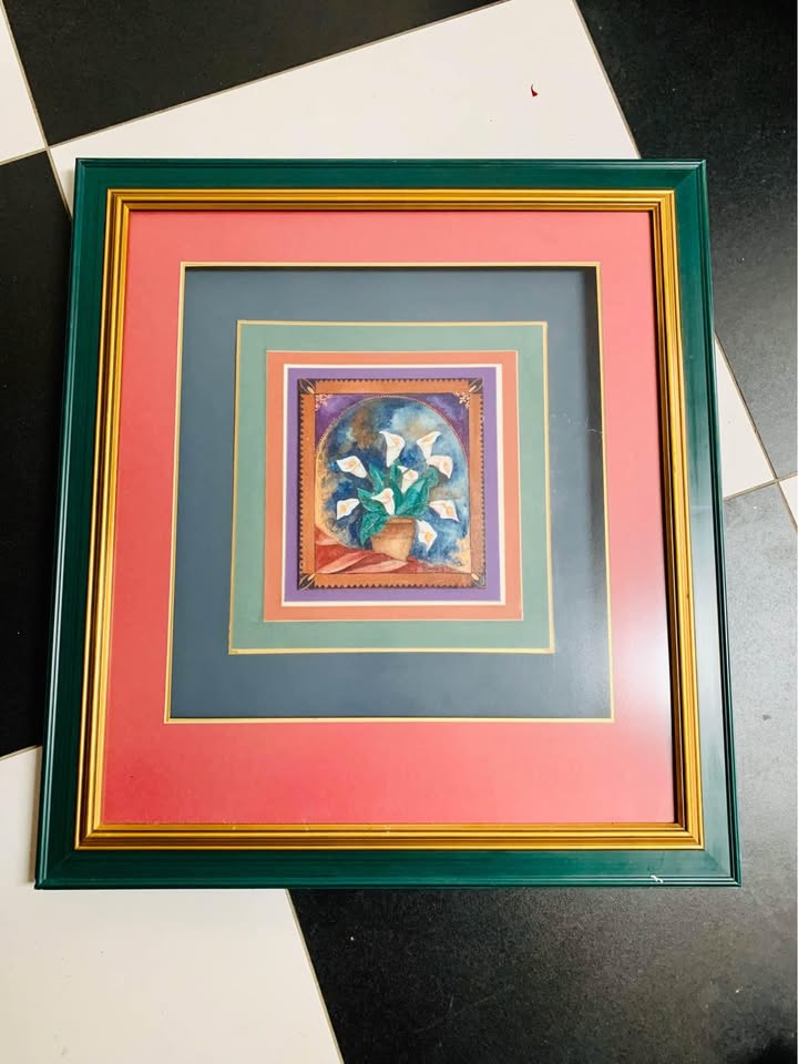 Very large Peter Lessing oil painting with colourful frame
