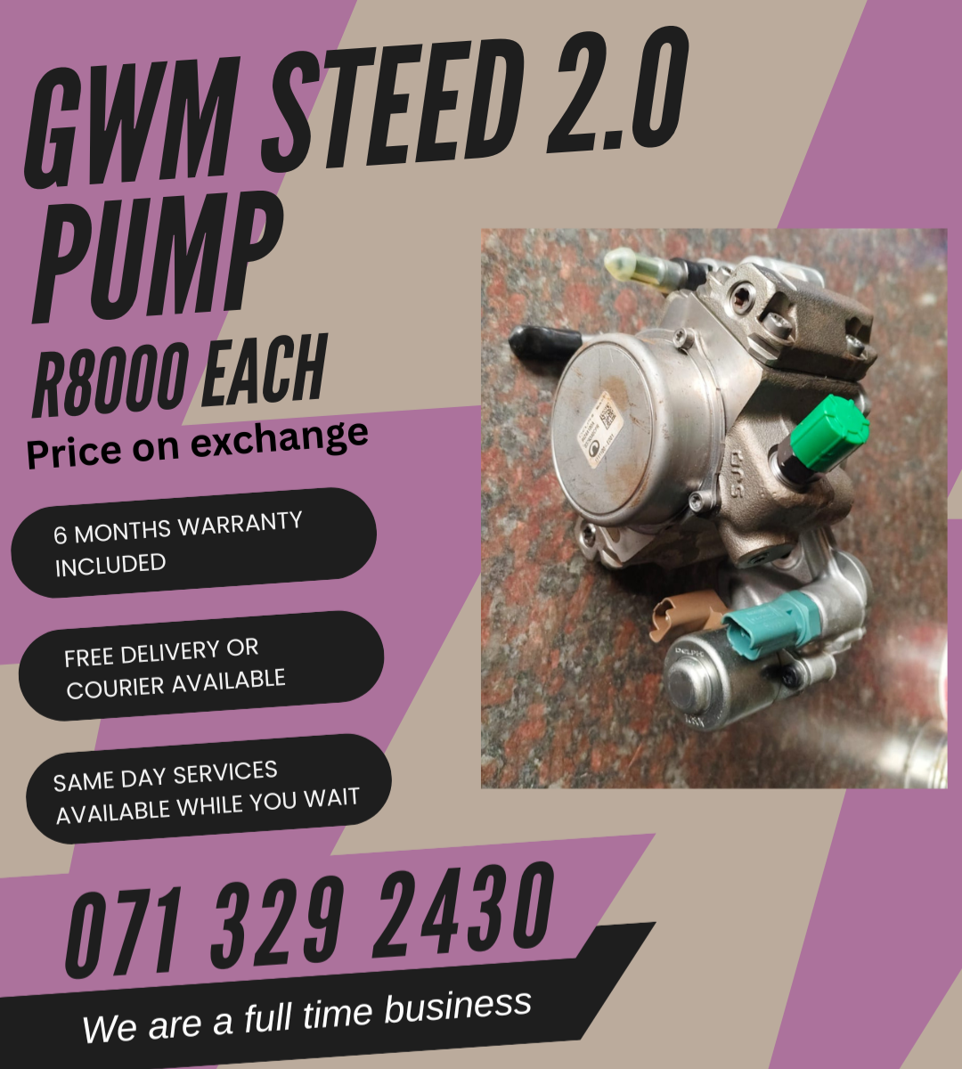 GWM 2.0 PUMP FOR SALE WITH WARRANTY ON - Private Seller GWM 2.0 PUMP FOR SALE WITH WARRANTY ON - Private Seller
