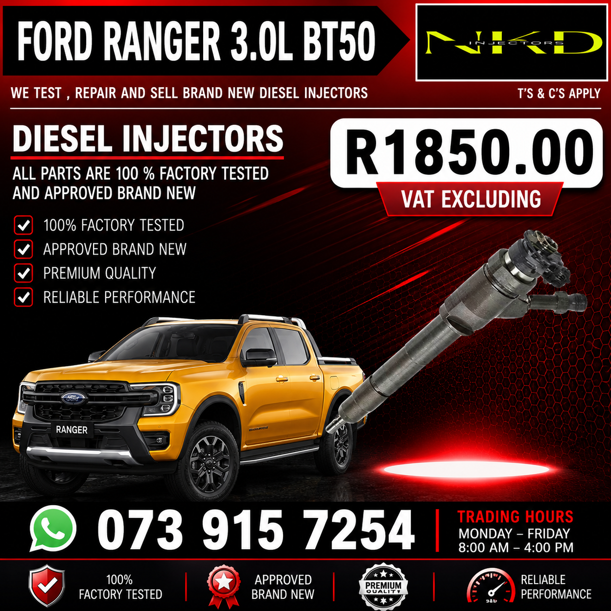 Ford_Ranger_3.0L_BT50_Injectors_On_Repair - Private Seller Ford_Ranger_3.0L_BT50_Injectors_On_Repair - Private Seller
