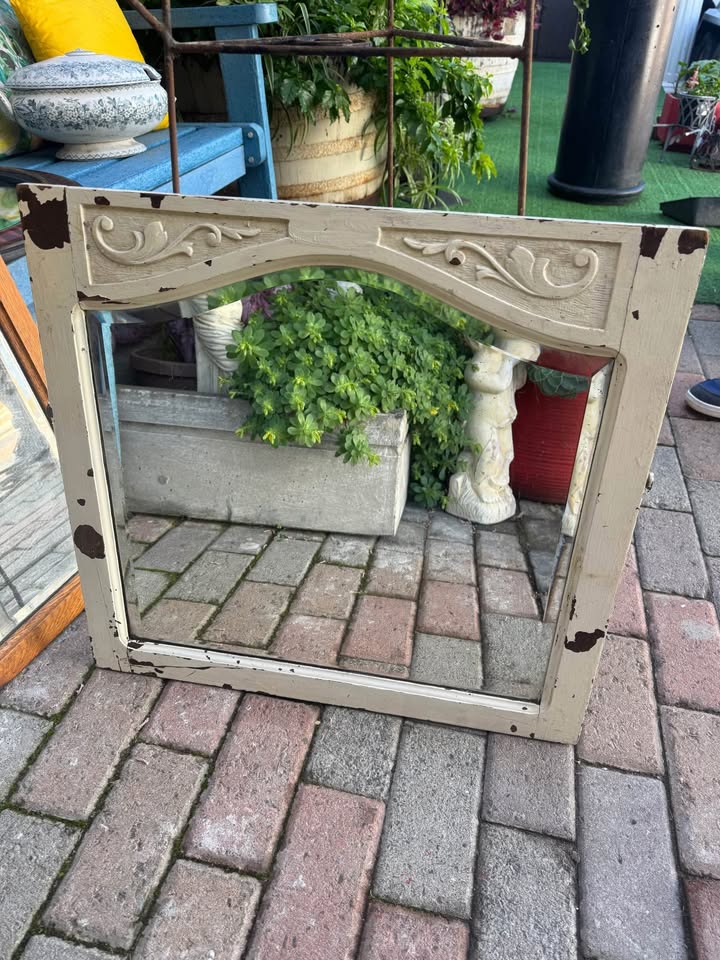 Antique wooden wall mirror