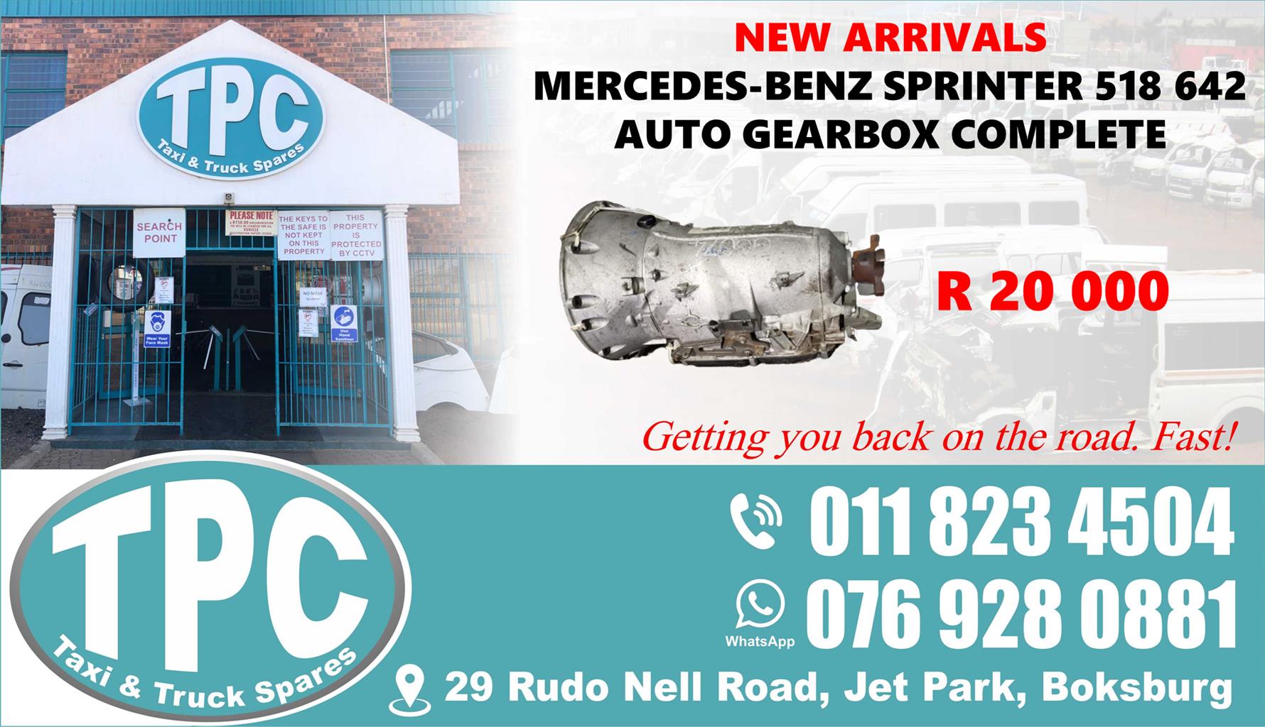 TPC - Taxi Part Centre - Mercedes-Benz Sprinter 518/642 Auto Gearbox - For  Sale at TPC Feel free to call us on - 011 823 4504 Or WatsApp/SMS us on –  076