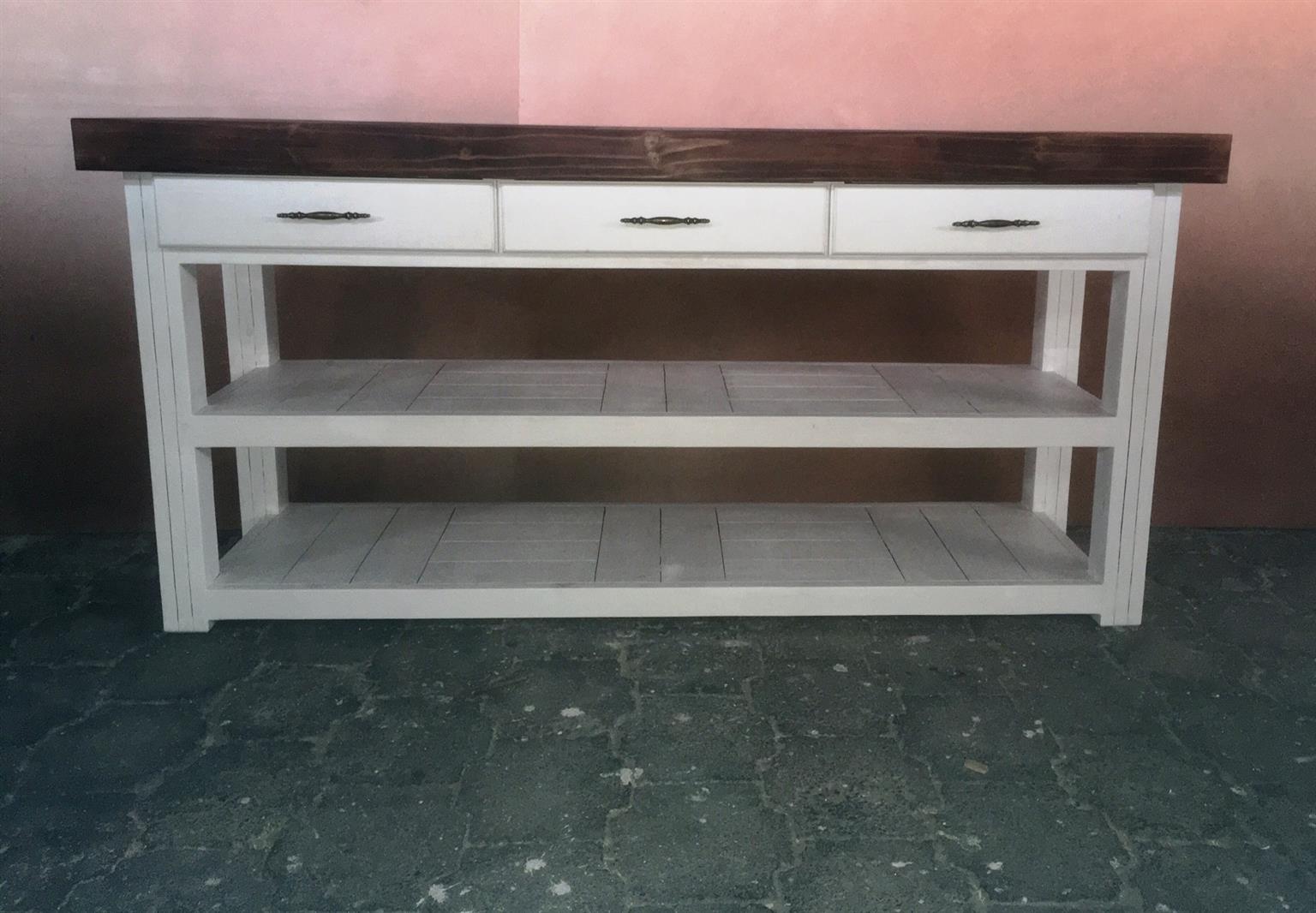 Food Server Farmhouse series 1800 with 3 drawers - extra width Two tone