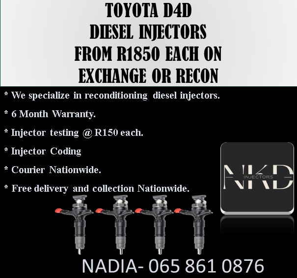 TOYOTA D4D 2.5 AND 3.0 DIESEL INJECTORS FOR SALE ON EXCHANGE OR RECON - Private Seller TOYOTA D4D 2.5 AND 3.0 DIESEL INJECTORS FOR SALE ON EXCHANGE OR RECON - Private Seller