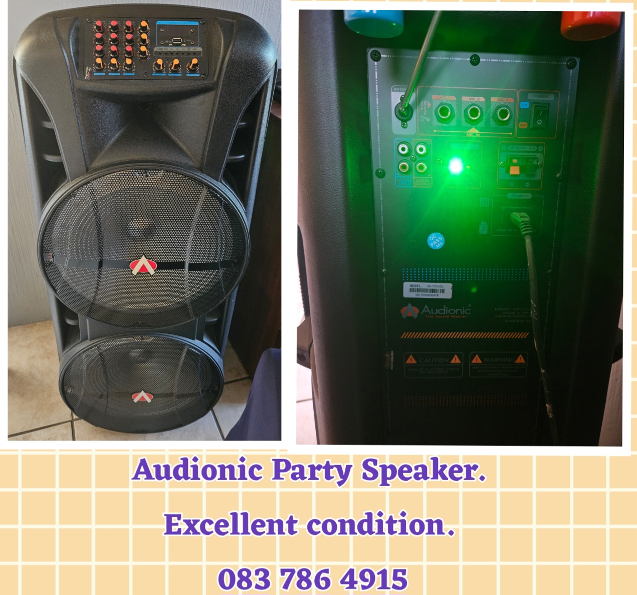 Audionic party speaker. Excellent condition. Very loud and powerfull Audionic party speaker. Excellent condition. Very loud and powerfull