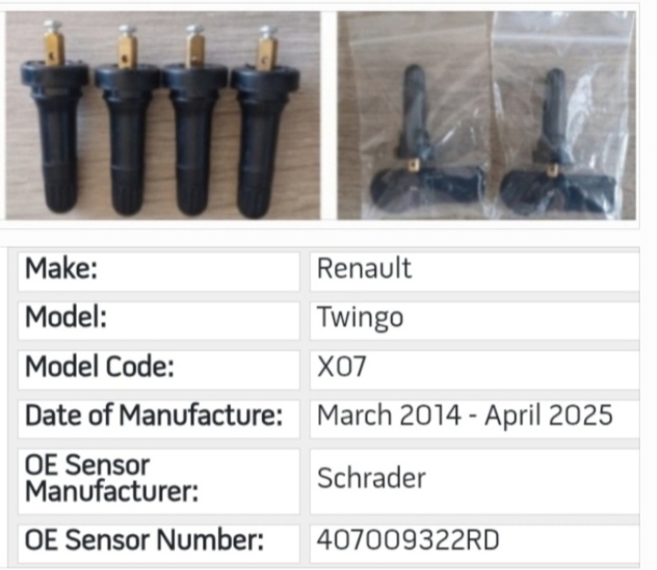 Renault Twingo TPMS tyre pressure sensors - Private Seller Renault Twingo TPMS tyre pressure sensors - Private Seller