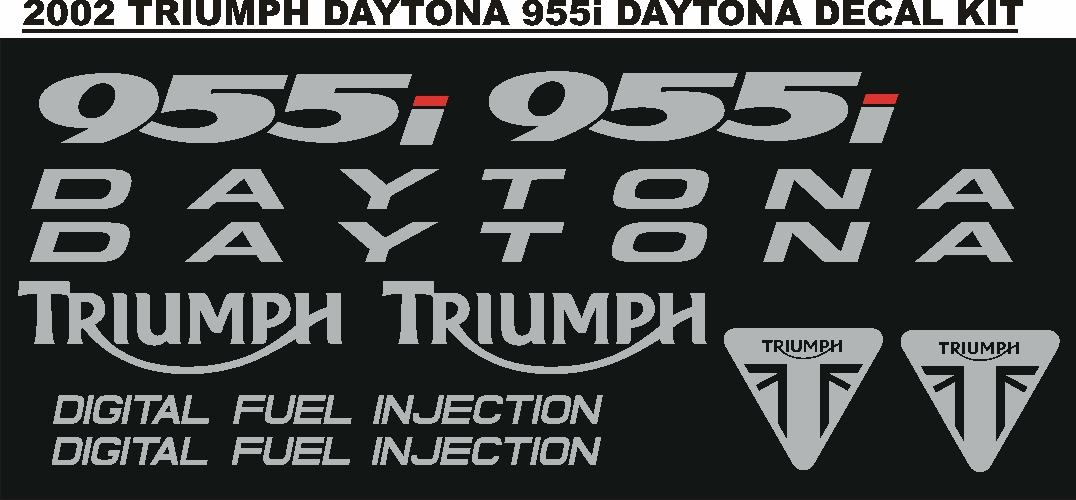 Decals / stickers / vinyl cut set for a 2002 Triumph Daytona 955i