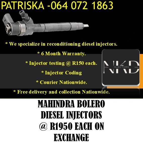 MAHINDRA BOLERO DIESEL INJECTORS FOR SALE - Private Seller MAHINDRA BOLERO DIESEL INJECTORS FOR SALE - Private Seller