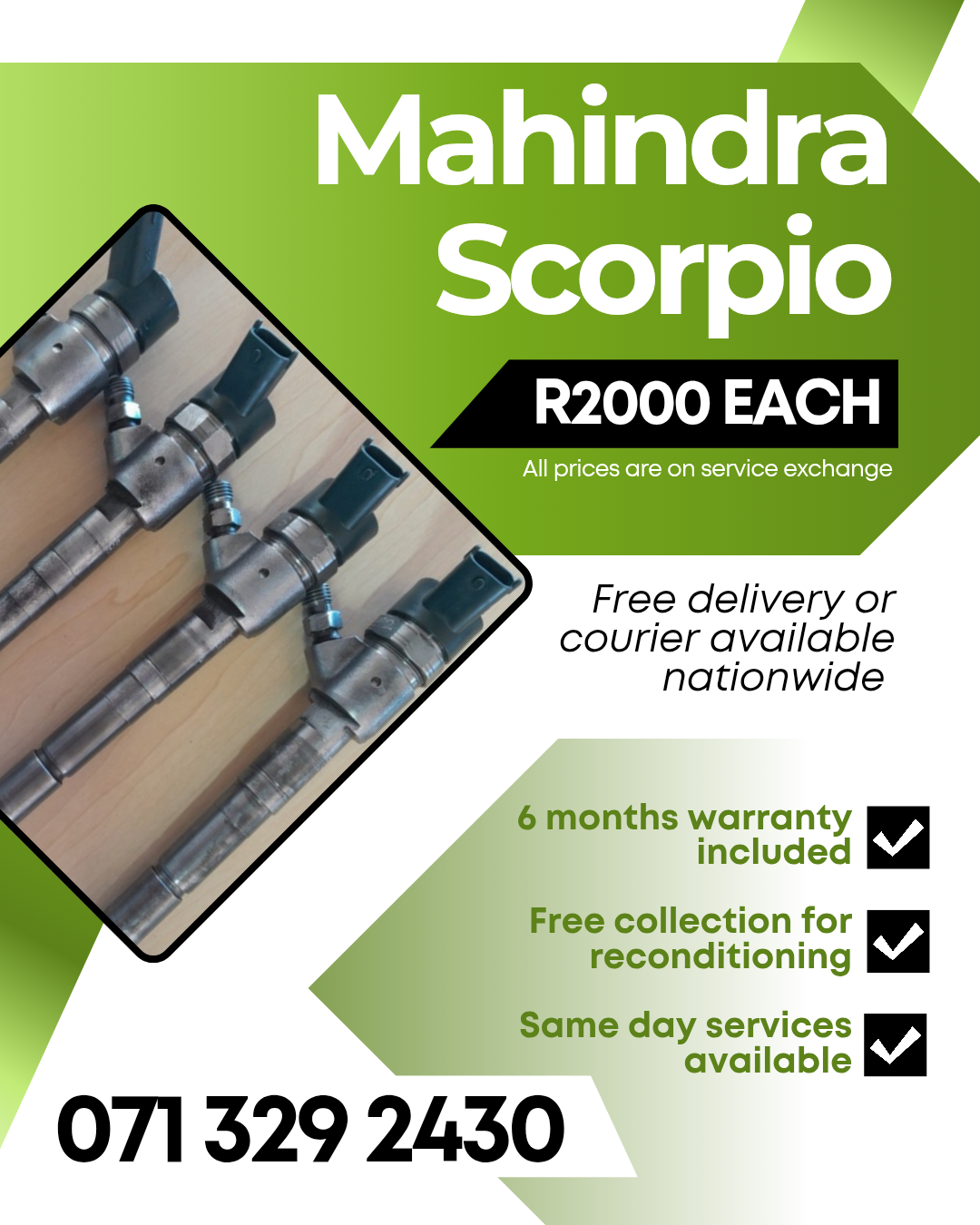 MAHINDRA SCORPIO INJECTORS FOR SALE WITH WARRANTY ON