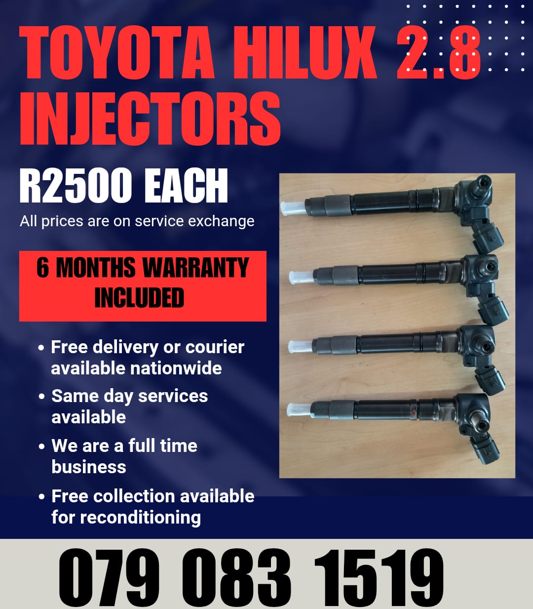 TOYOTA HILUX 2.8 INJECTORS FOR SALE WITH WARRANTY - Private Seller TOYOTA HILUX 2.8 INJECTORS FOR SALE WITH WARRANTY - Private Seller