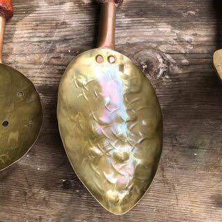 Rare Rustic Hammered Brass/Copper Utensils Set