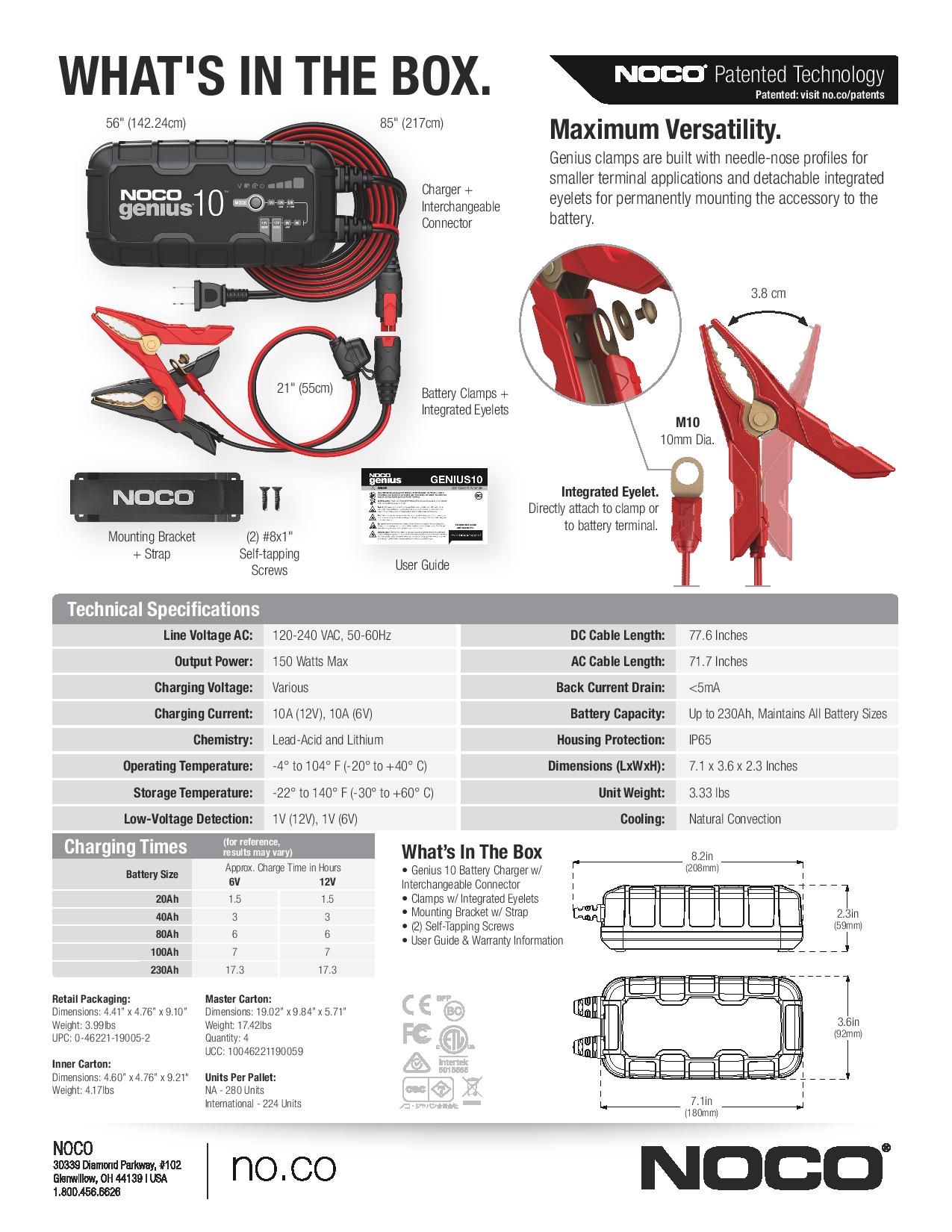 Noco GENIUS10 6V/12V 10-Amp Smart Battery Charger - Maiden Electronics - Private Seller