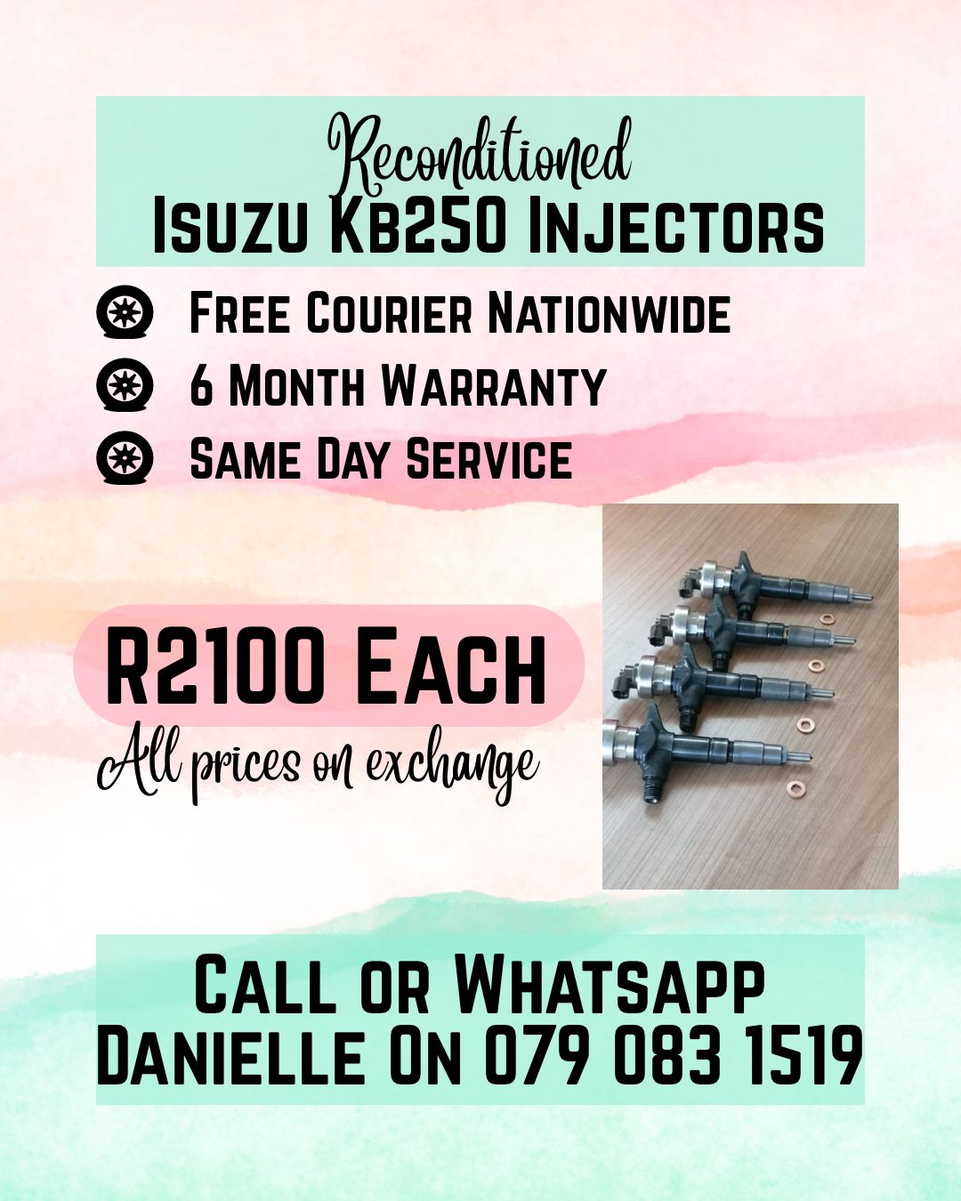 ISUZU KB250 INJECTORS FOR SALE WITH WARRANTY INCLUDED - Private Seller ISUZU KB250 INJECTORS FOR SALE WITH WARRANTY INCLUDED - Private Seller