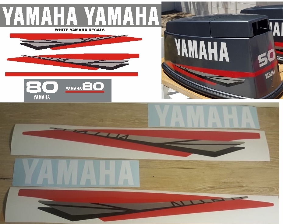 Yamaha 80 two stroke outboard motor cowl stickers decals vinyl cut graphics