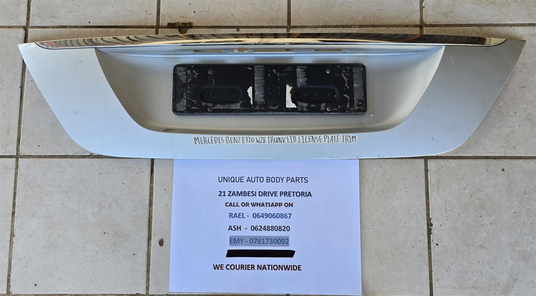 Mercedes Benz W211 Boot Lid License Plate Trim Mercedes Benz W211 Boot Lid License Plate Trim