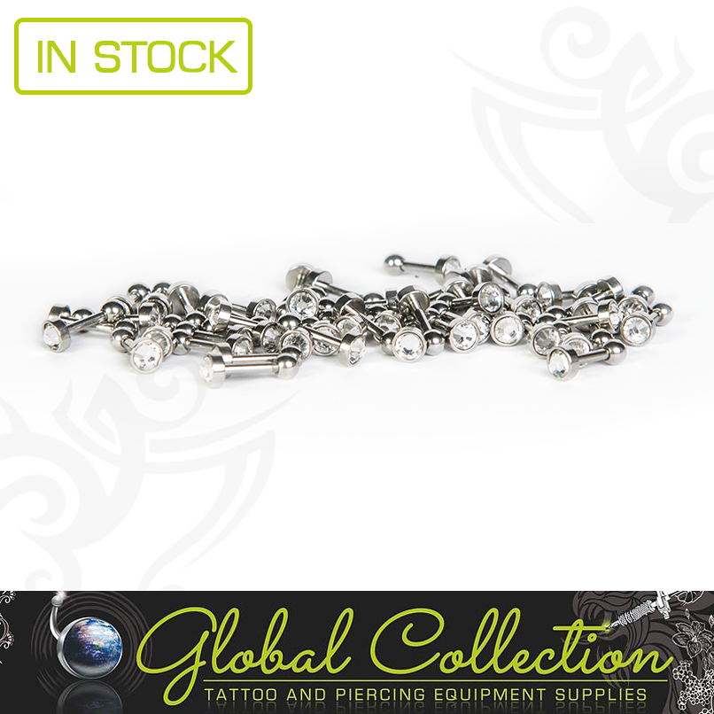 PRODUCT: Helix or Trag Fancy Clear Crystal Bar With Ball Closure.