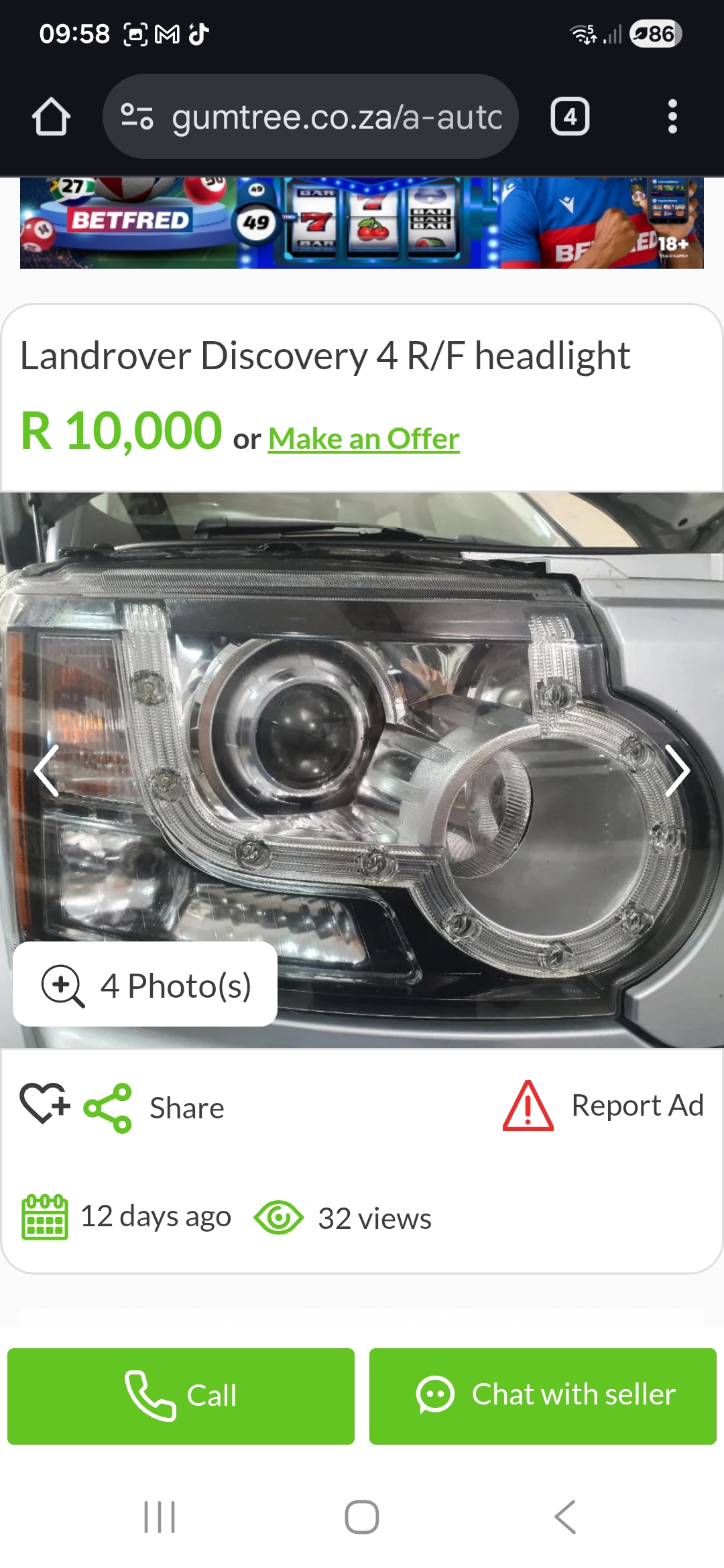 Landrover Discovery 4 R/F headlight - Private Seller Landrover Discovery 4 R/F headlight - Private Seller