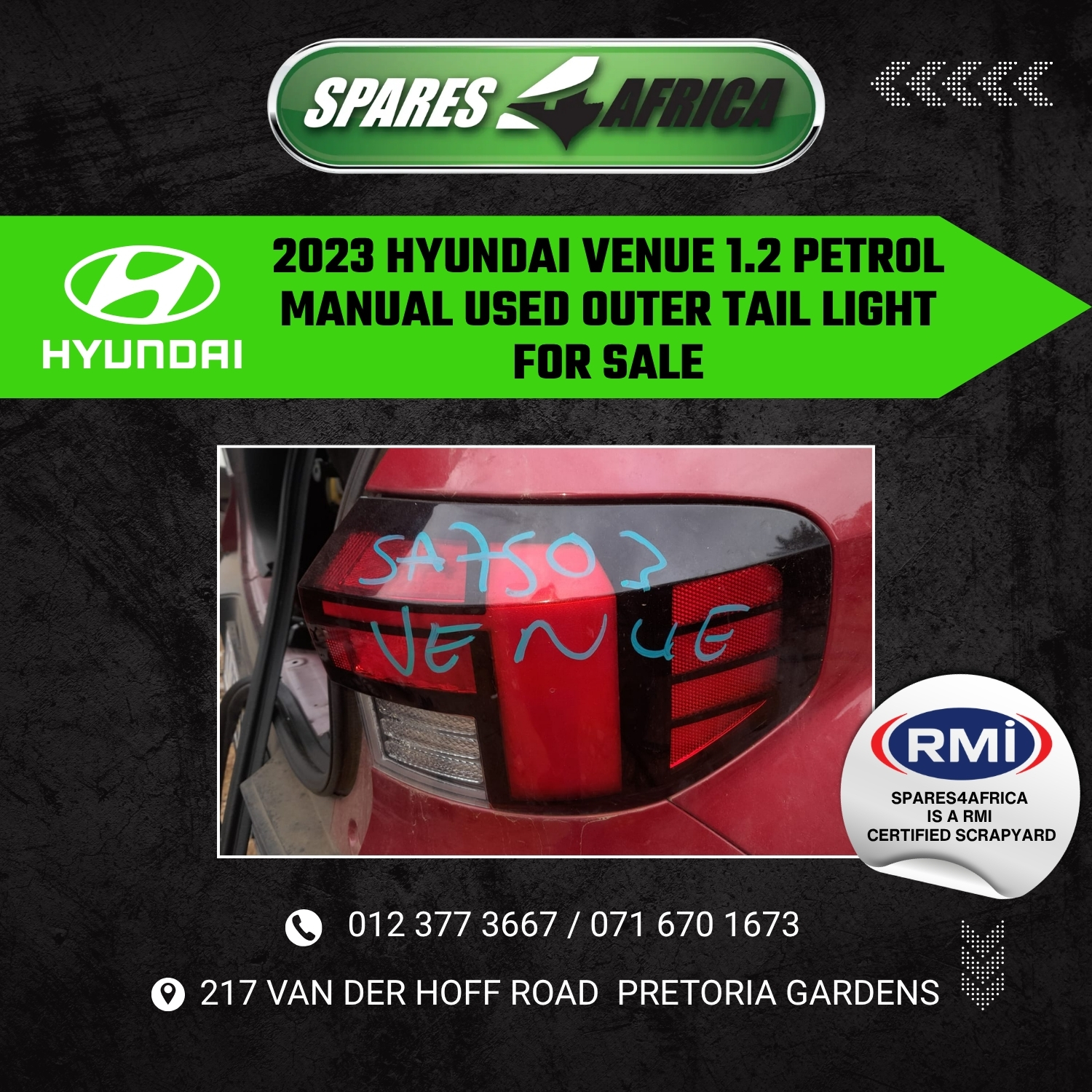 2023 HYUNDAI VENUE 1.2 PETROL MANUAL OUTER TAIL LIGHT (USED) – FOR SALE - Private Seller 2023 HYUNDAI VENUE 1.2 PETROL MANUAL OUTER TAIL LIGHT (USED) – FOR SALE - Private Seller