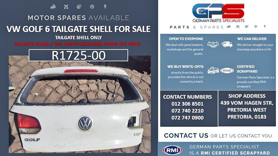 VW Golf 6 Tailgate Shell for sale - Private Seller VW Golf 6 Tailgate Shell for sale - Private Seller