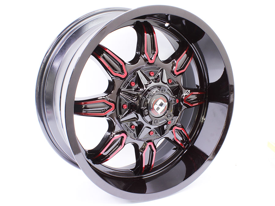 20″ Flawless E670 6/139 Black & Red Alloy Wheels