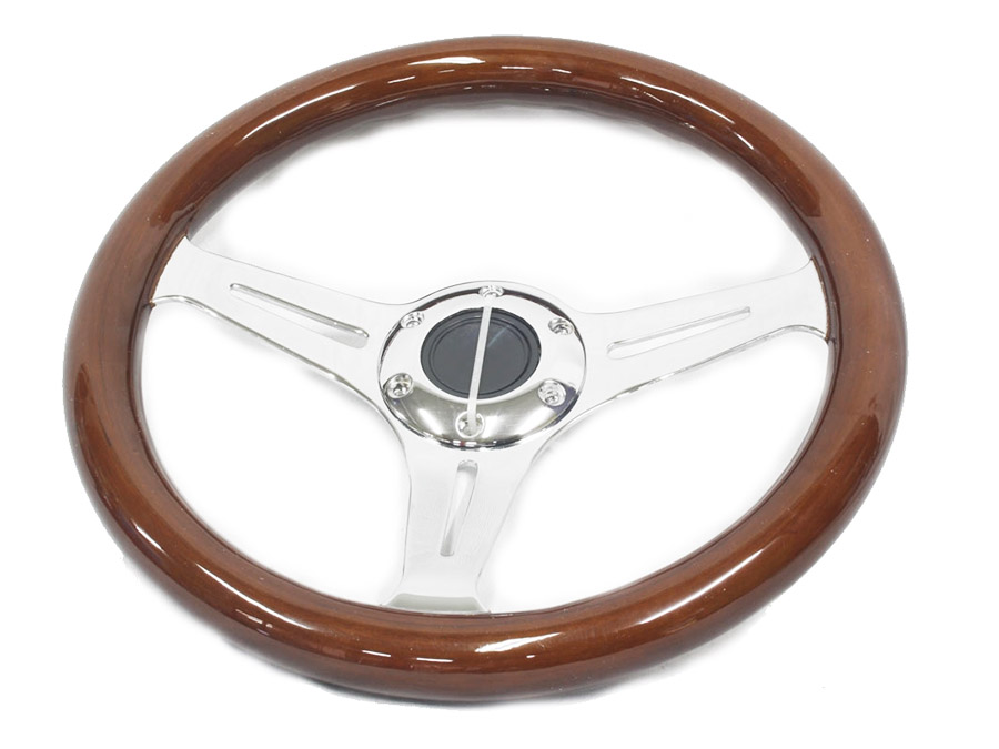 Wood & Chrome Design 330mm Steering Wheel Wood & Chrome Design 330mm Steering Wheel
