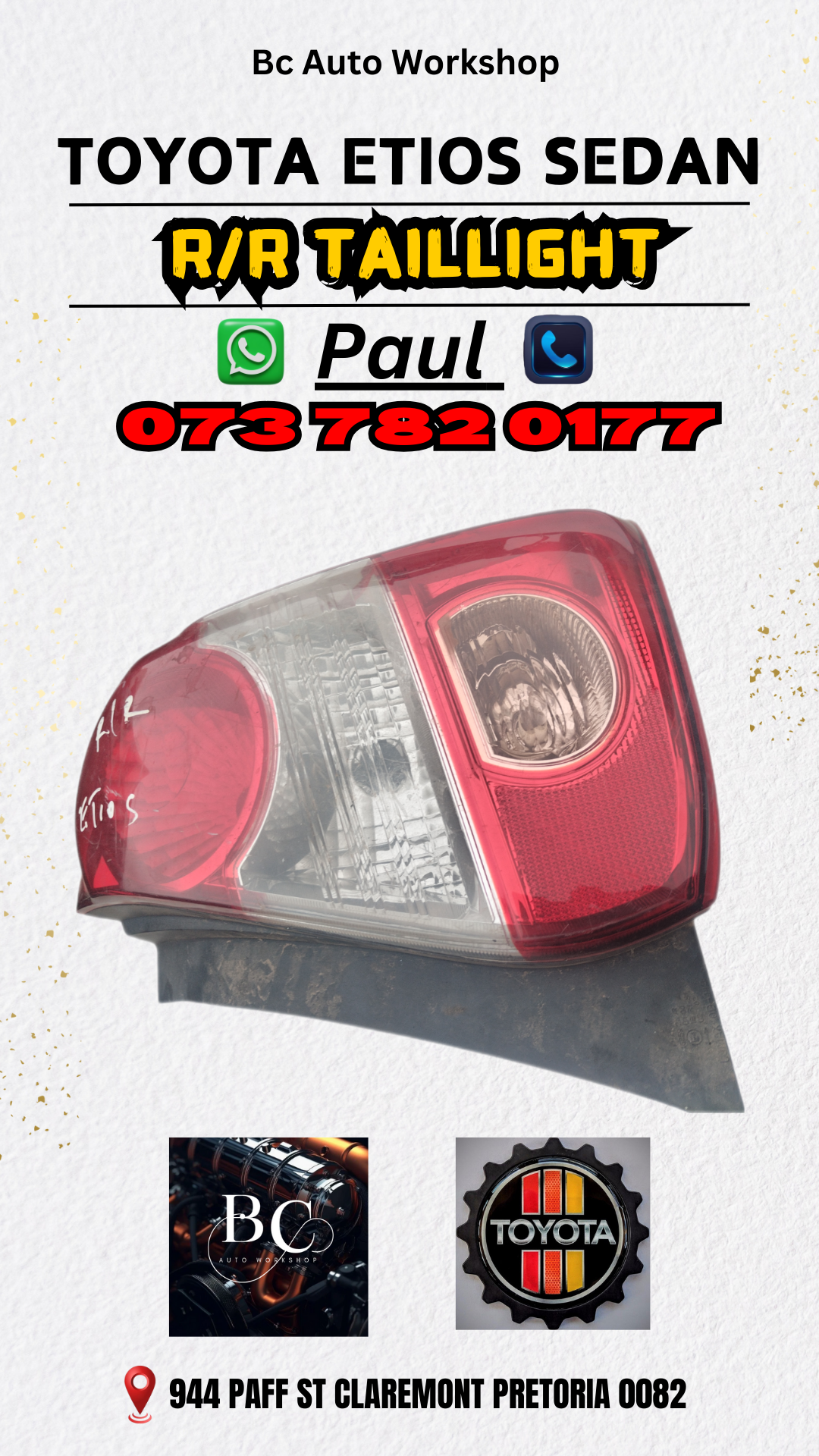 Toyota etios sedan R/R taillight - Private Seller