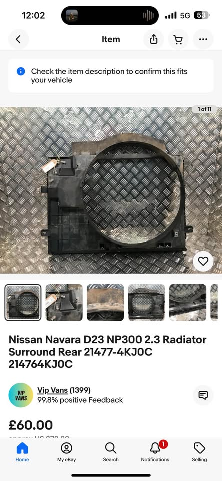Nissan Navara D23 NP300 2.3 Radiator fan Surround cowling - Private Seller Nissan Navara D23 NP300 2.3 Radiator fan Surround cowling - Private Seller