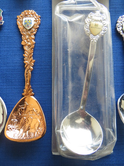 Collectible teaspoons with place names