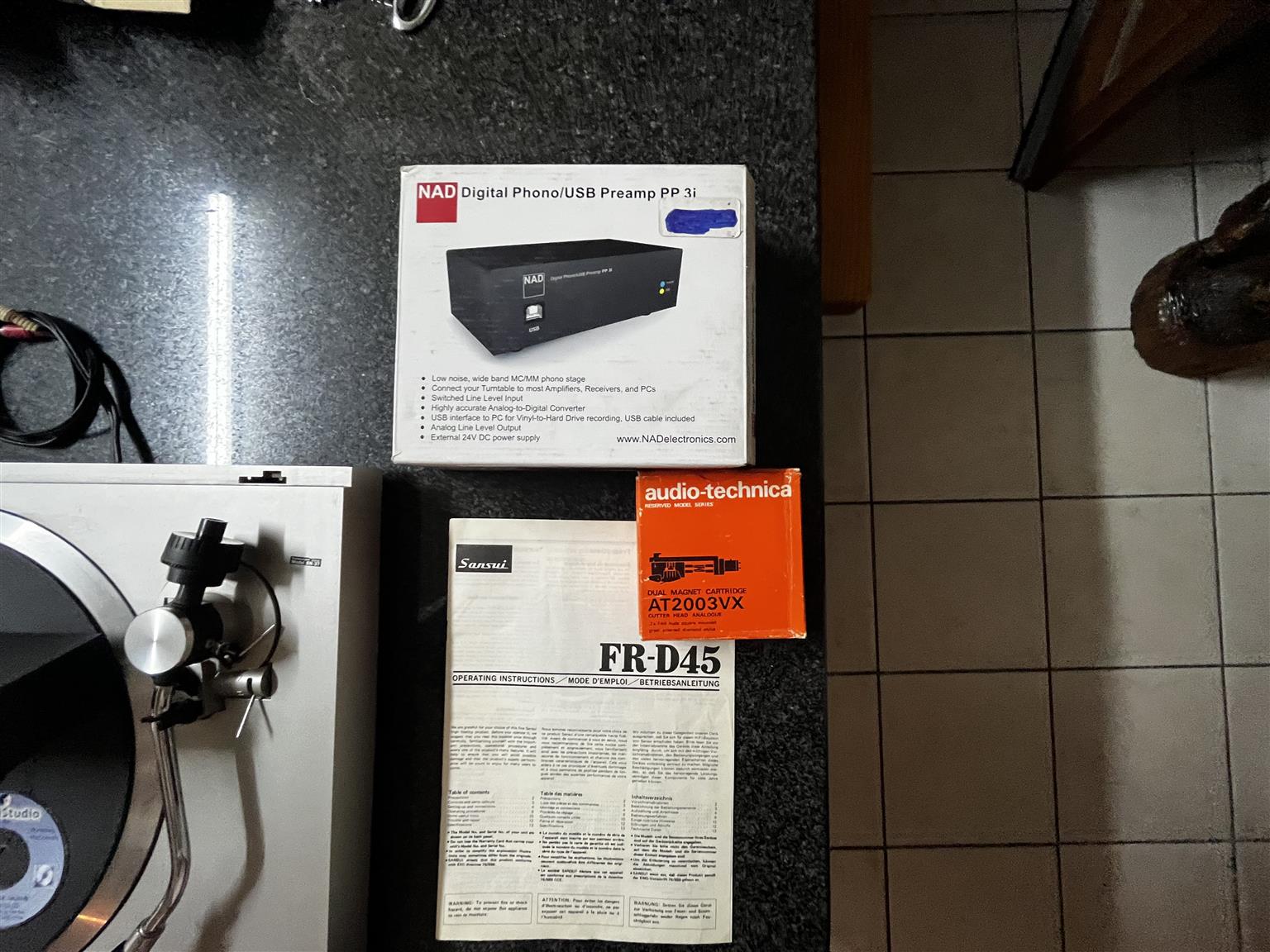 Sansui Record Players Two Units with NAD Pre amp LP to CD Converter.