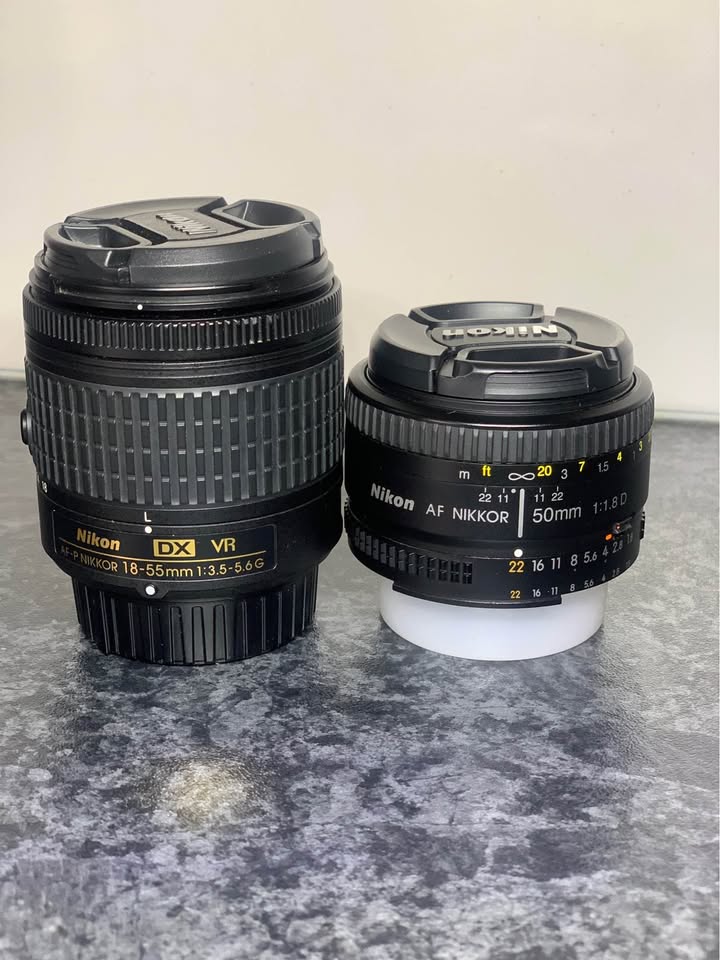 Nikon 18-55mm AF-P + Nikkor 50mm f/1.8D Lens Bundle – Excellent Condition