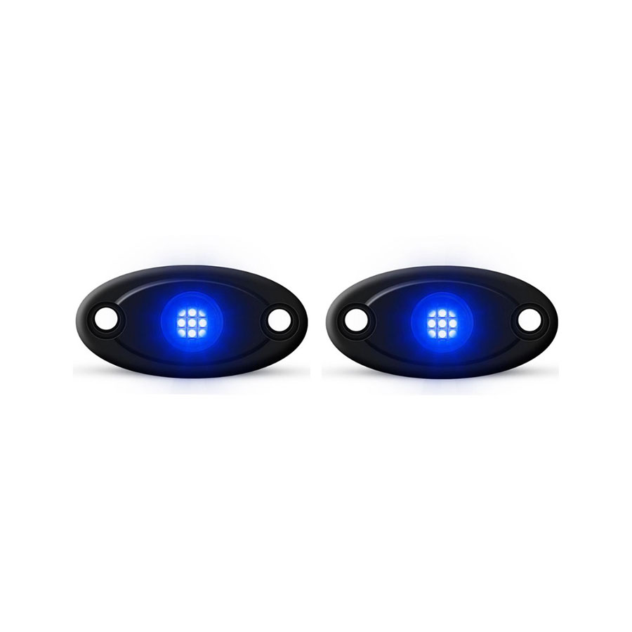 Universal Aluminium 9-LED Rocklights (Blue) – 2 pack
