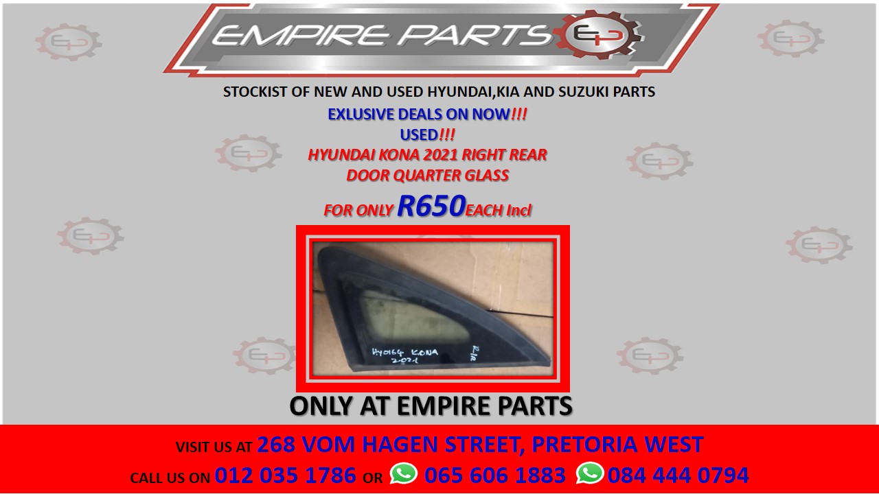 HYUNDAI KONA 2021 RIGHT REAR DOOR QUARTER GLASS - Private Seller